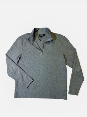 NEW Hugo Boss mens M Medium gray cotton textured 1/4 zip pullover sweater NWOT